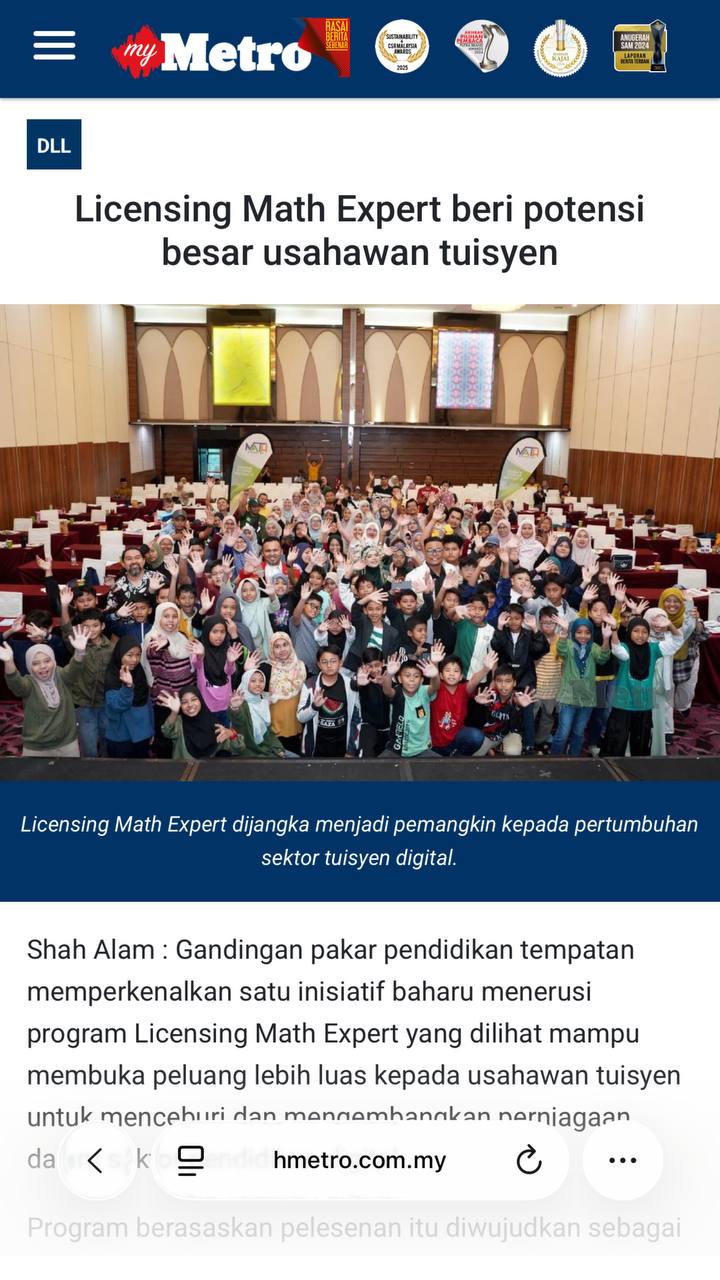 Licensing Math Expert Beri Potensi Besar Kepada Usahawan Tuisyen Digital