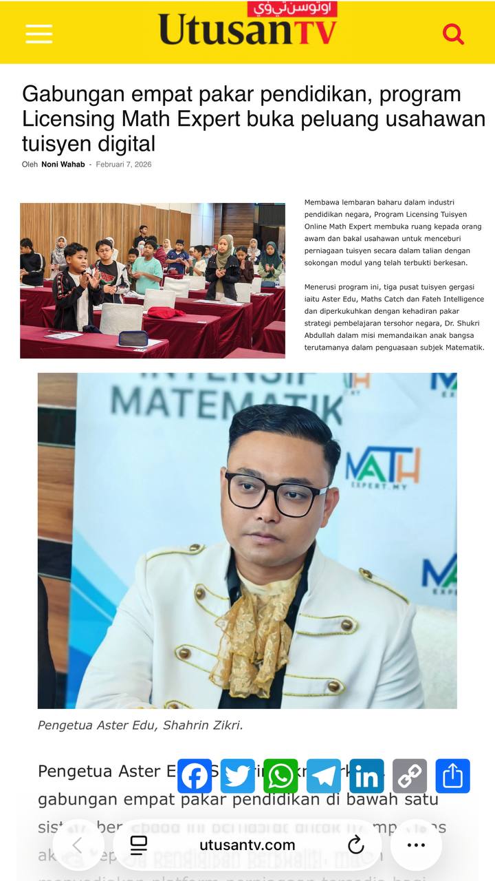 Pelancaran Rasmi Math Expert Buka Peluang Usahawan Tuisyen Digital